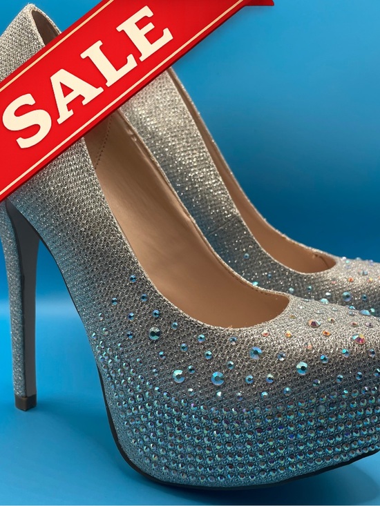De Blossom Collection Shoes - New De Blossom Collection Crystal Smothered Silver Platforms
